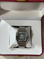 Stainless Steel Case & Green Skeleton Dial Watch
