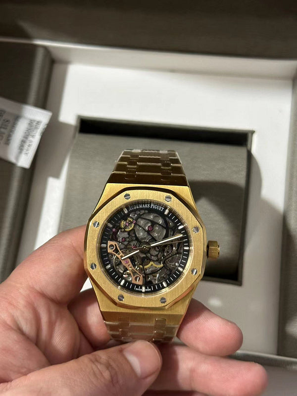 Double Balance Wheel Openworked Yellow Gold 41mm Watch