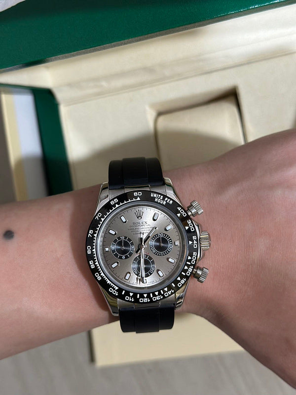 Cosmograph Daytona White Gold With Steel Bright Black Dial Watch