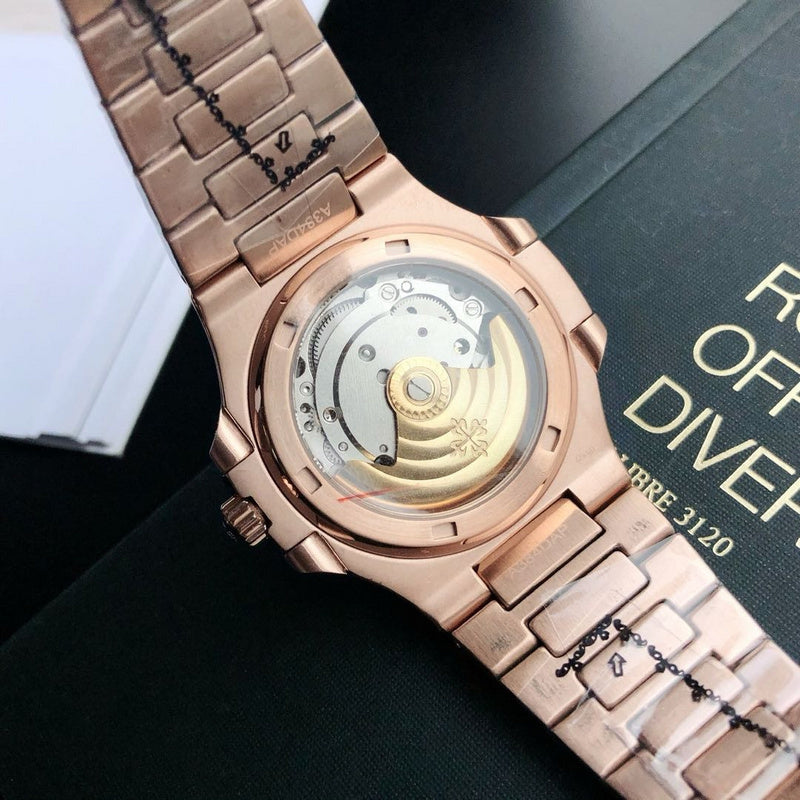 Nautilus Silver Dial 18kt Rose Gold Ladies Watch