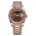 18 ct Everose gold with diagonal motif chocolate dial Watch