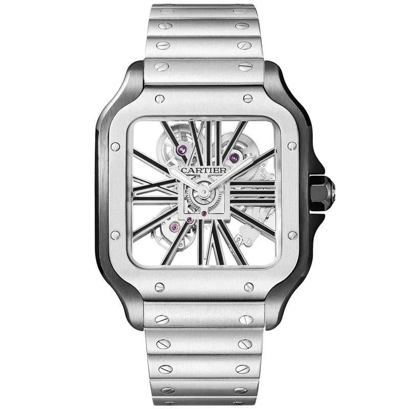 Large Skeleton Steel & Black Watch