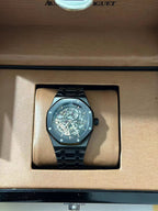 Double Balance Wheel Openworked Black 41mm Watch