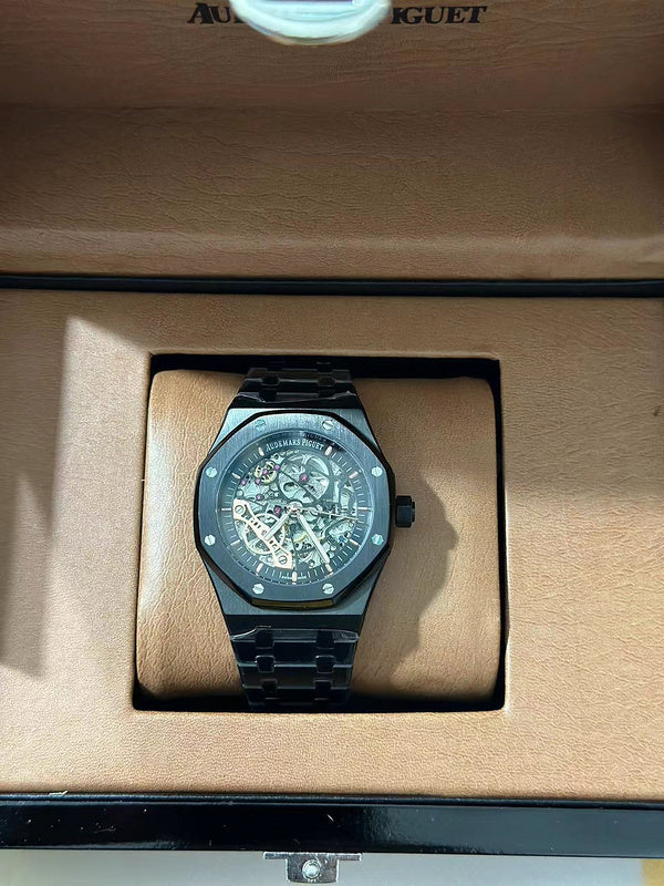 Double Balance Wheel Openworked Black 41mm Watch