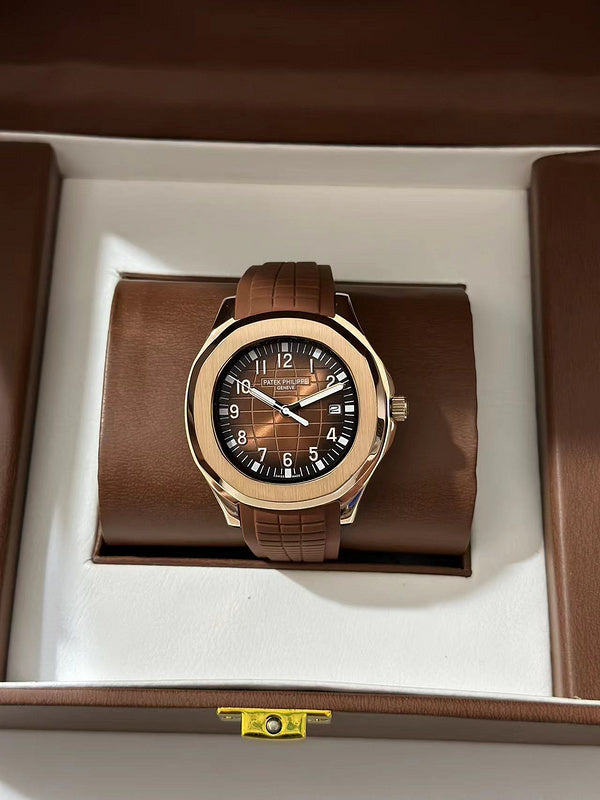 'Travel Time' Rose Gold Brown Dial Watch