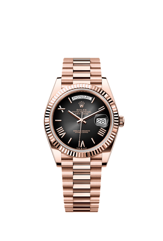 24 Everose Gold with Fluted Bezel Watch
