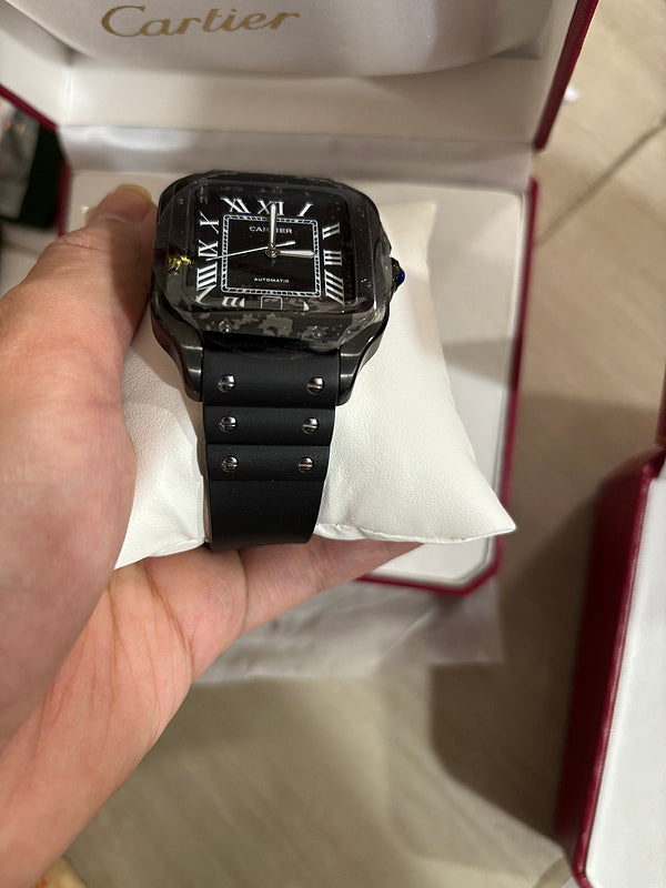 Black Steel Case With Black Rubber Strap Watch