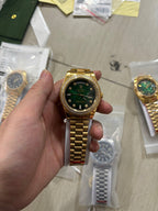 Oyster yellow gold & Green Diamond Dial Set Watch