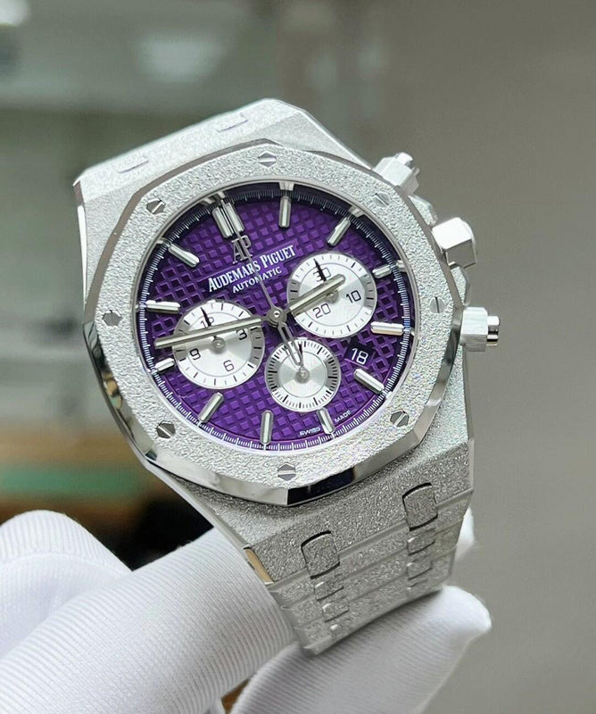 Royal Oak Chronograph 41mm White Gold Purple Dial Luxury Watch