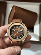 'Travel Time' Rose Gold Brown Dial Watch