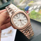 Nautilus Silver Dial 18kt Rose Gold Ladies Watch