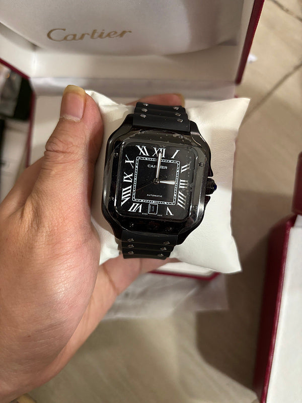 Black Steel Case With Black Rubber Strap Watch