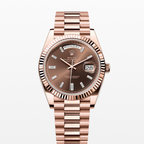 Day-Date 40mm Rose Gold Chocolate Baguette Dial Watch