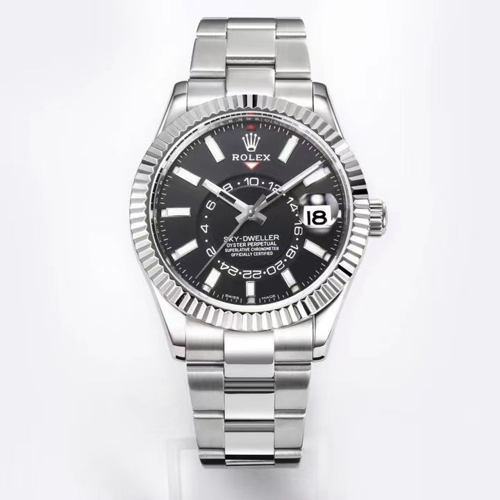Black Dial Steel White Gold Men's Watch