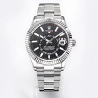 Black Dial Steel White Gold Men's Watch
