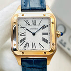 Santos-Dumont Extra-Large Yellow Gold Leather Strap Watch