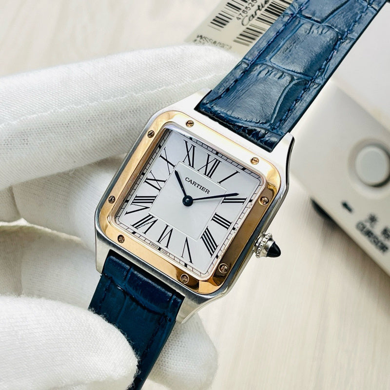 Santos-Dumont steel case and 18K rose gold bezel Watch