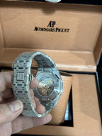 41mm Blue dial Hammered 18K white gold Men's Watch