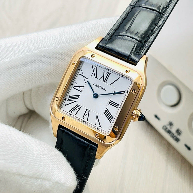 Santos-Dumont Automatic 31.4mm Large Pink Gold & Alligator Watch