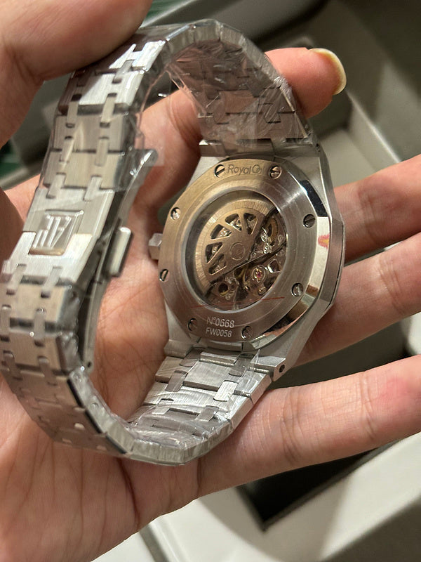 Double Balance Wheel Openworked Steel Watch