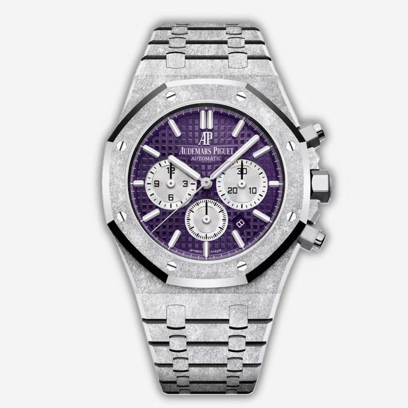 Royal Oak Chronograph 41mm White Gold Purple Dial Luxury Watch