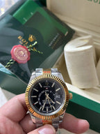 Two-tone Yellow Gold & Stainless Steel With Black Dial Watch