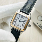 Santos Dumont Silver Roman Numeral Dial Watch