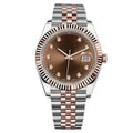 35 Rose Gold & Steel Chocolate Diamond Dial Jubile Fluted Bazel Watch