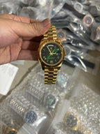 25mm 18K Yellow Gold with Green Dial Watch