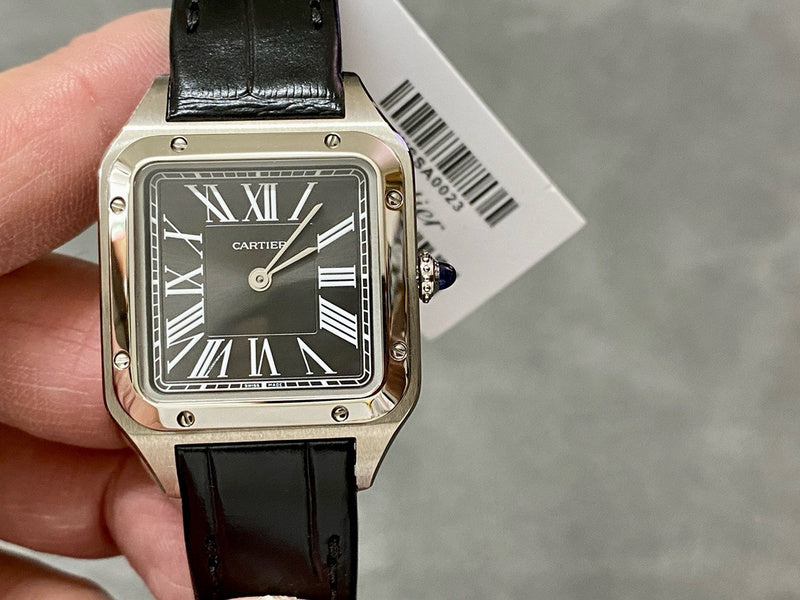 Santos Dumont Black Roman Numeral Dial Watch