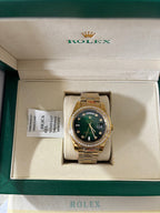 Oyster yellow gold & Green Diamond Dial Set Watch
