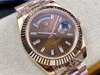Day-Date 40mm Rose Gold Chocolate Baguette Dial Watch