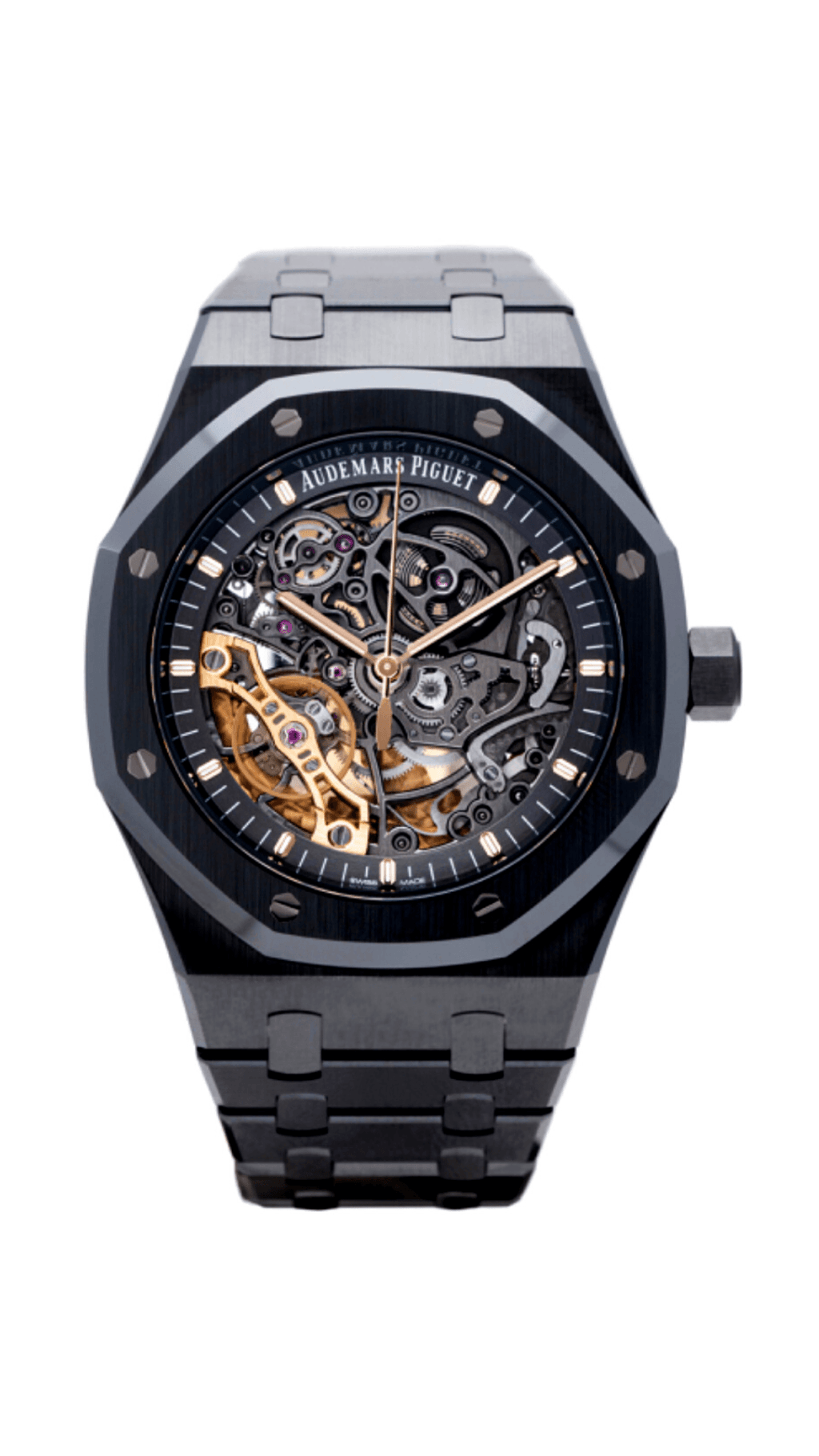 Double Balance Wheel Openworked Black 41mm Watch