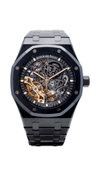 Double Balance Wheel Openworked Black 41mm Watch