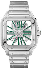 Stainless Steel Case & Green Skeleton Dial Watch