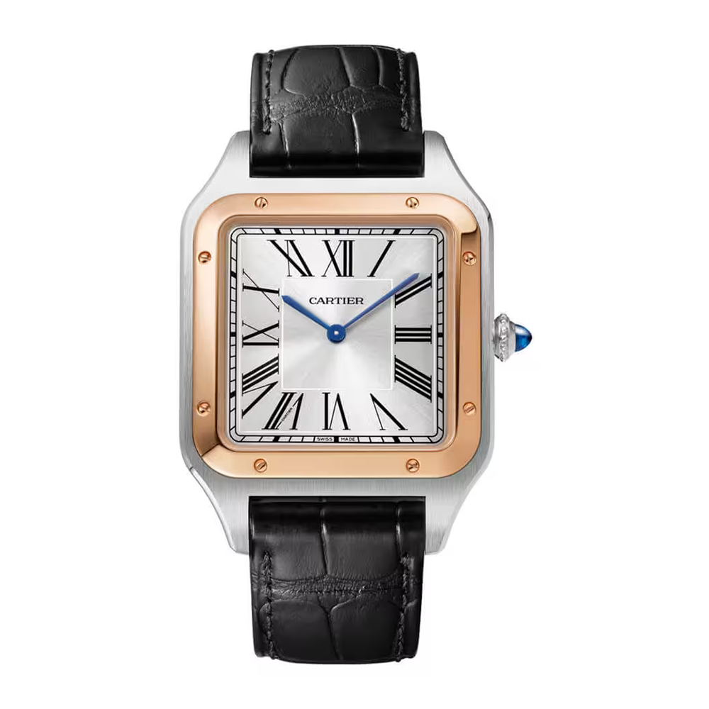 Santos Dumont Silver Roman Numeral Dial Watch